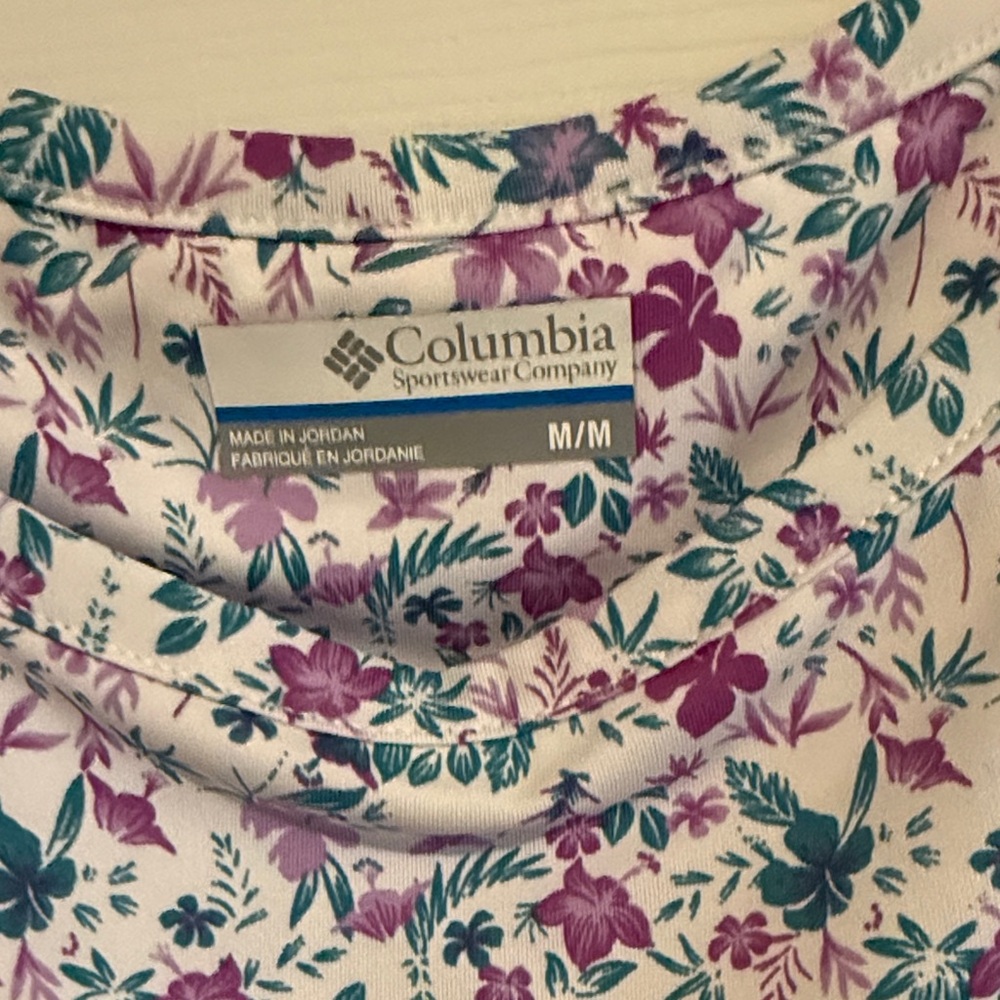 Columbia Chill River White Tank Top with Purple & Teal Floral Print - Picture 4 of 7